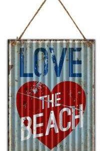 plaque métal vintage déco Surf, beach, en acier LOVE THE BEACH par surfpistols
