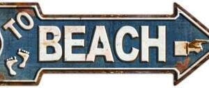 Plaque métal vintage plage Surf, beach, en acier TO BEACH par surfpistols