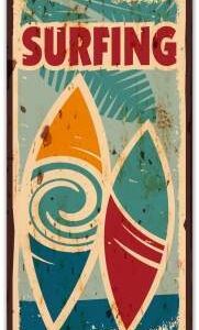 Plaque métal déco Surf, beach, en acier SURFING par SURFPISTOLS