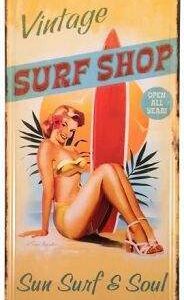 PLAQUE METAL DECORATIVE SURF SHOP