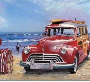 Plaque déco US Vintage RED WOODIE SURFPISTOLS