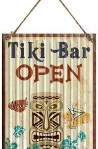 Plaque déco Tiki Bar open par surfpistols