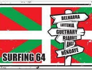 Plaque déco Euskadi Surfing 64 pays basque, carte des spots, SURFING 64 par SURFPISTOLS