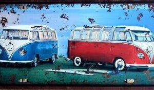 Plaque métal déco Surf, beach, combi camper, SPLIT CAMPER