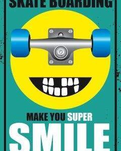 Plaque métal déco SKATE BOARDING SMILE