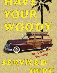 Plaque métal déco vintage woody car