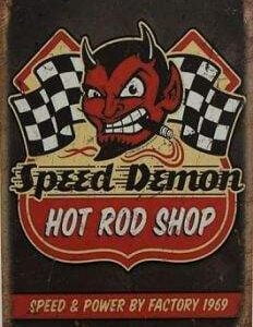 Plaque déco vintage métal SPEED DEMON HOT ROAD